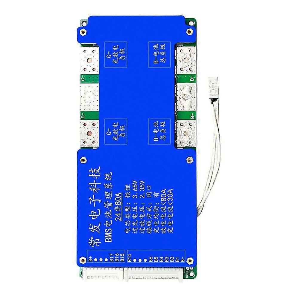24S 72V 80A LiFePO4 Battery Protection Board Port with Equalization Temperature Control BMS Battery