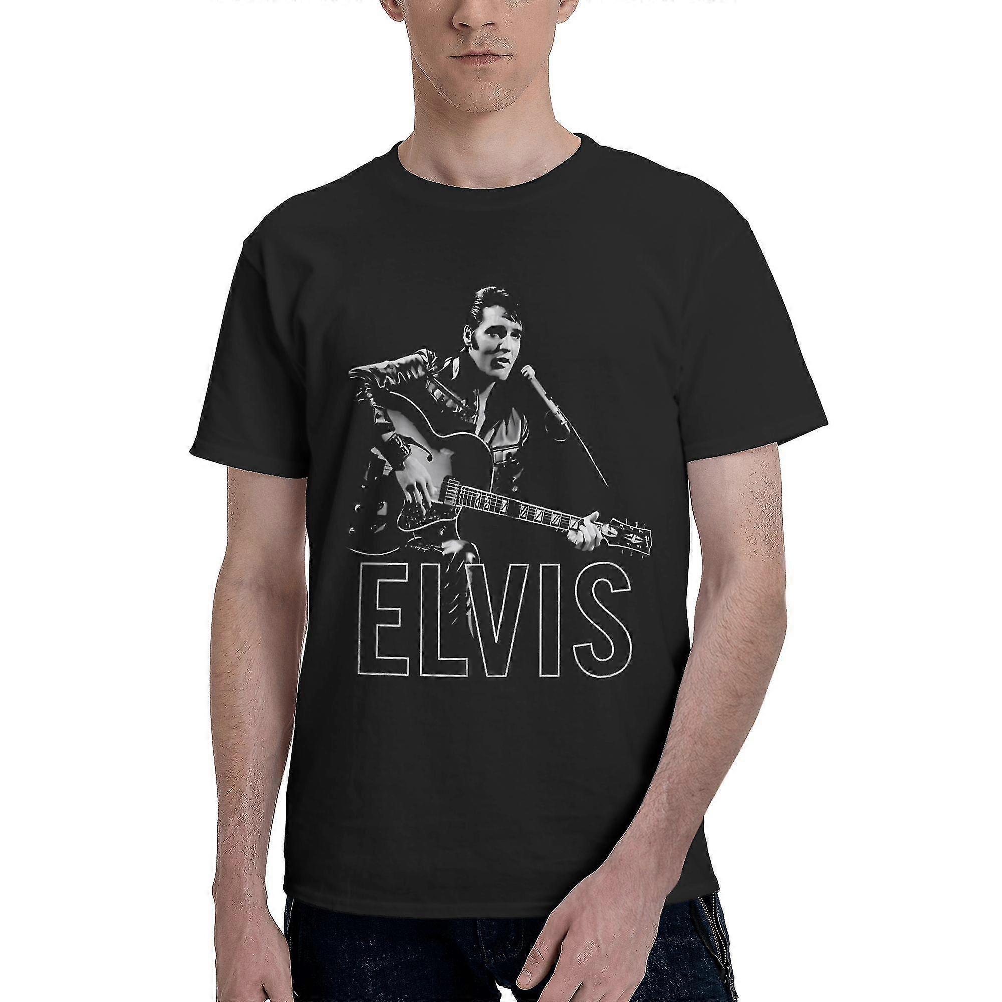 Elvis Basic kortærmet T-shirt til mænd Sort bomuld ss-19