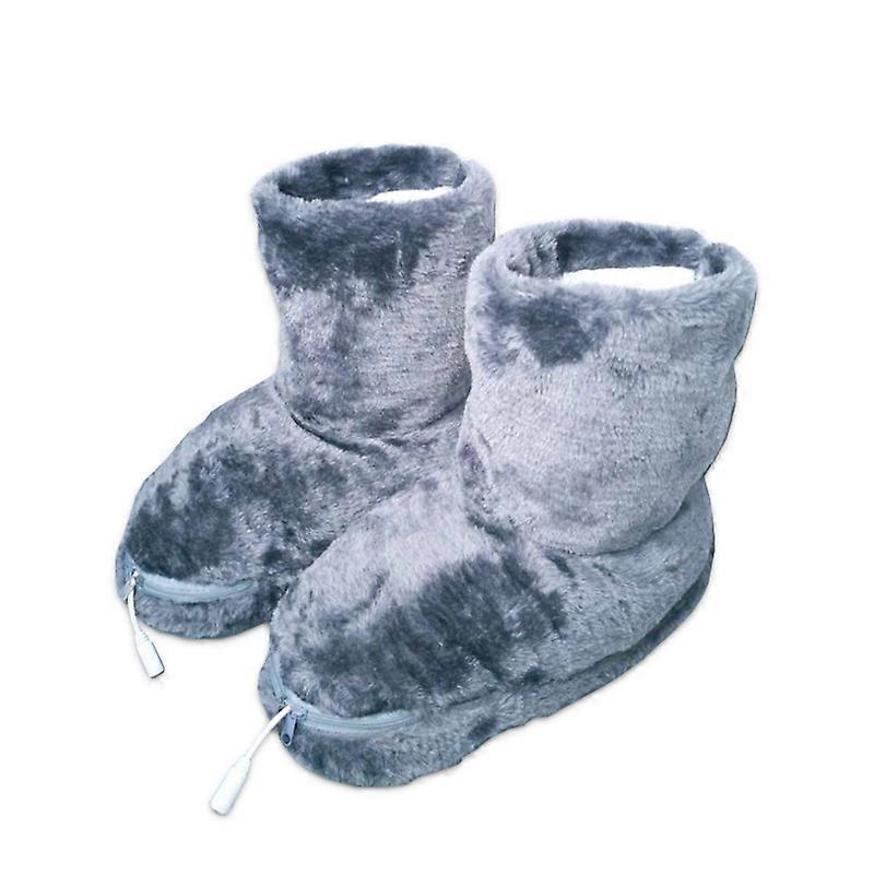 Three-speed USB heated solid color winter boots with timer, removable and washable heated electric shoes, USB heated.gray