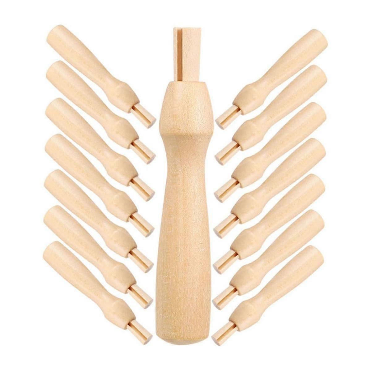 16pcs Poking Fun Tool Felting Needles Handles Felting Handles Needle Felting Handle Kit Punch Hole Wood Component
