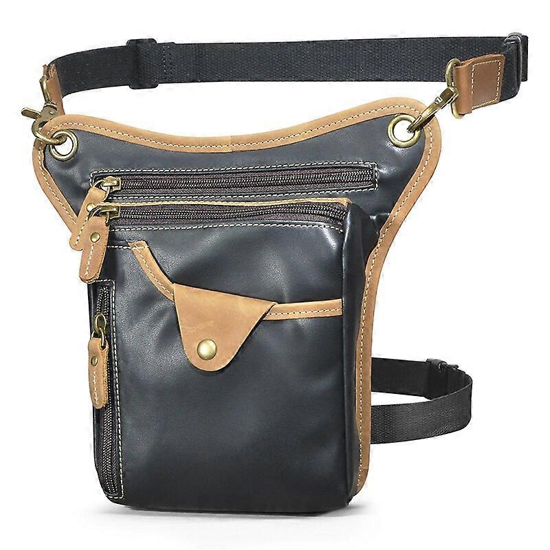 Läder Män Design Casual Brun Klassisk Axelremsväska Mode Resor Fanny Midjebälte Pack Benväska 211-5-dc Fanny Packs