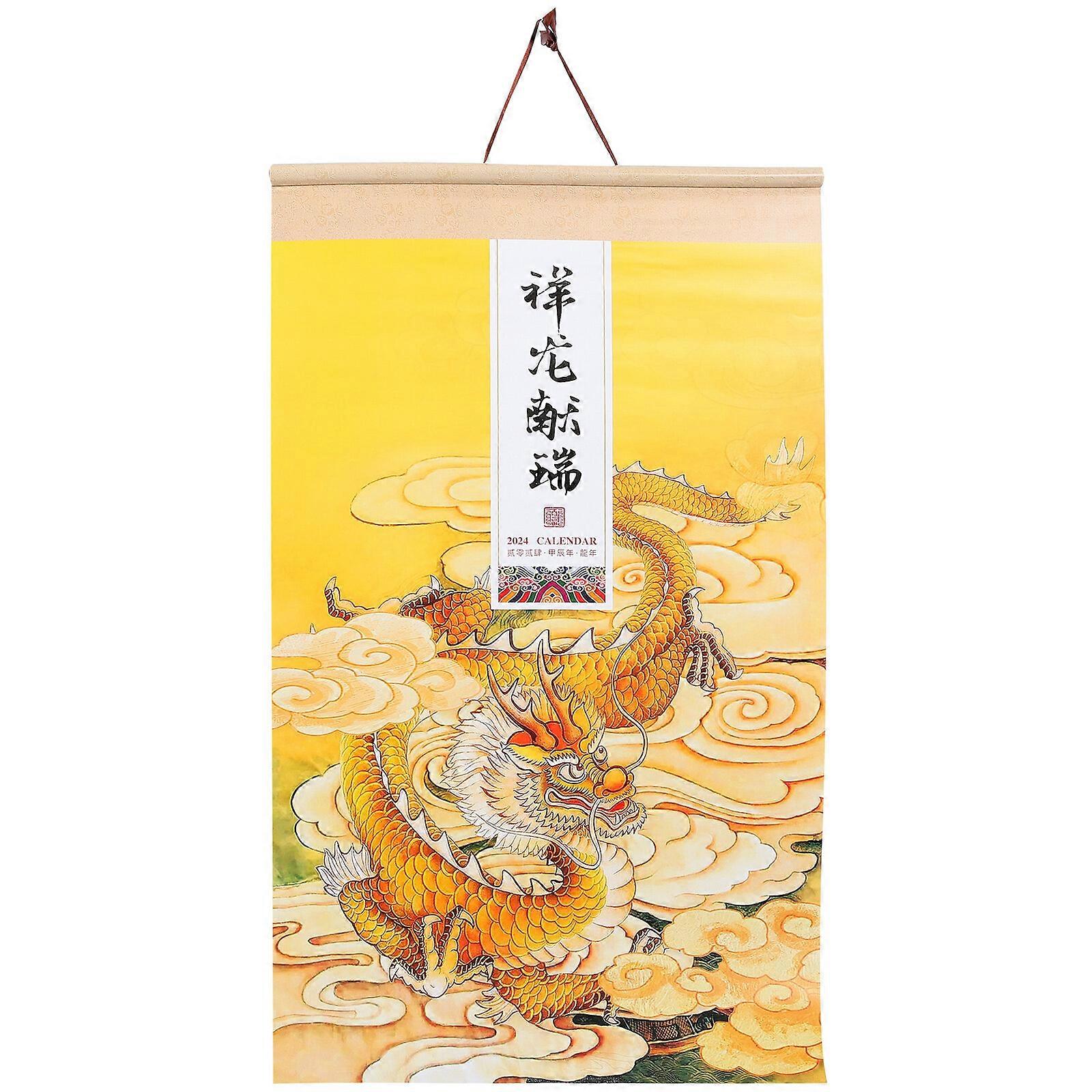 Lunar Calendar Hanging 2024 Lunar Year Calendar Chinese Scroll Calendar Chinese Ornament