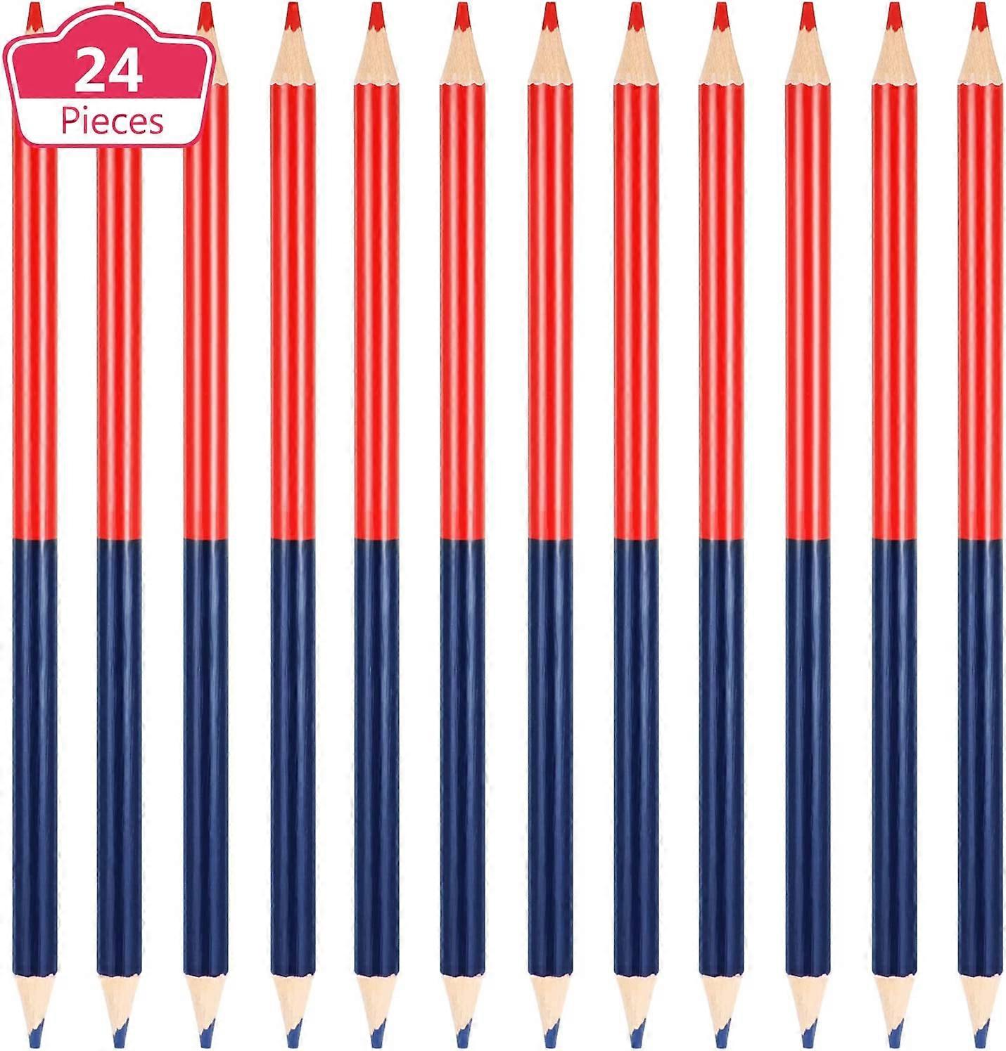 Check Pencil Red and Blue Erasable Pencil Pre-Sharpened Tip for Check Map Shading Test Grading (24)