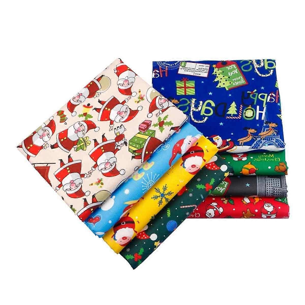 50x50cm 8pcs Christmas Fabric Bundle, DIY Patchwork Cotton for Decorations
