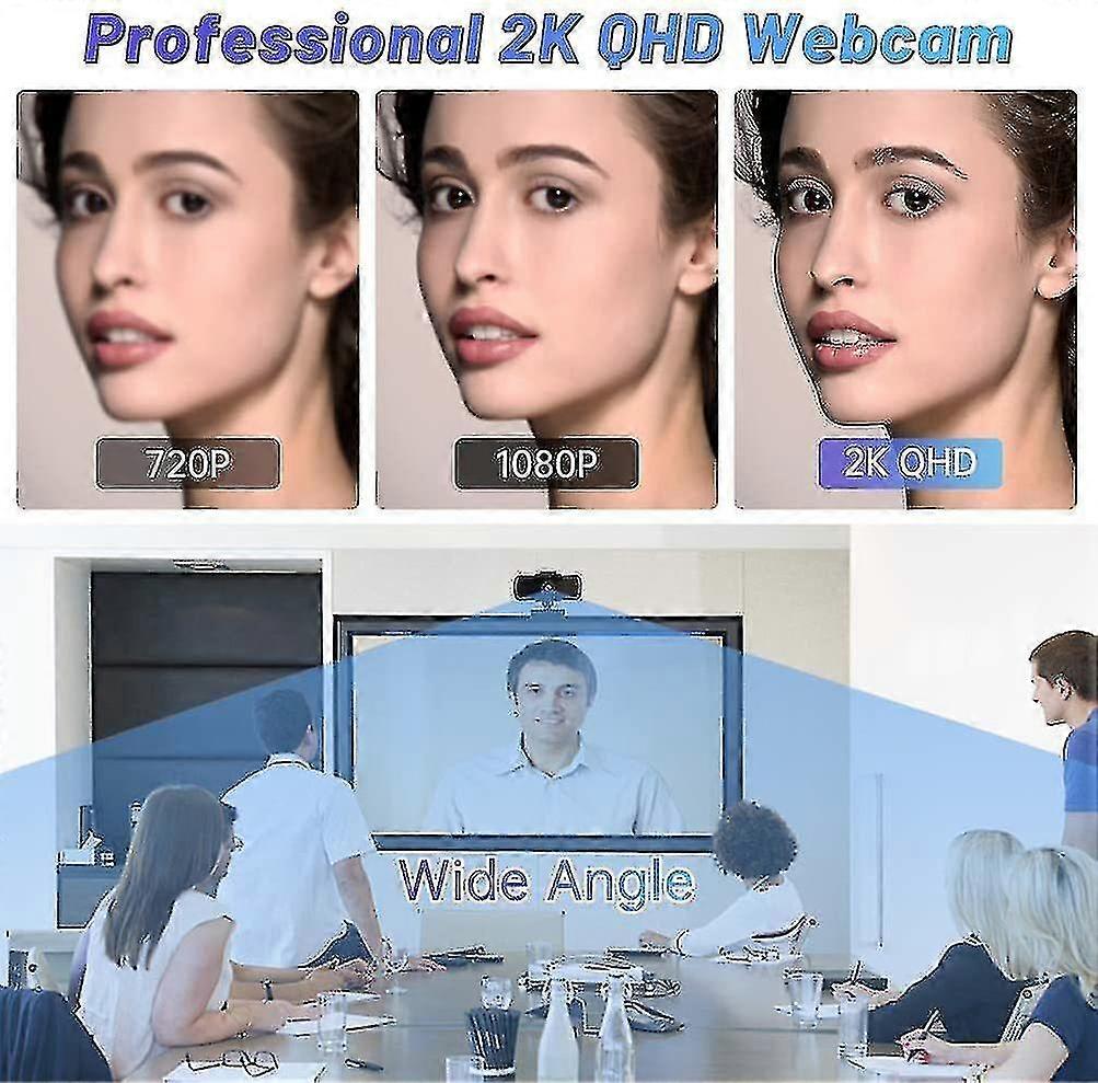 Hd Webcam With Microph, 1440p Hd Web Camera Plug And Play Usb Webcam Streaming Webcam For Student Video Calls Online Conference Games(