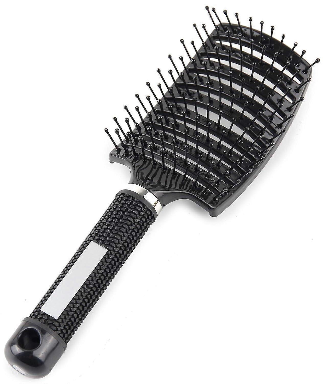Natural Pins Detangling Massage Brush, Curved Vented for Optimal Airflow, Lightweight Design for Easy Maneuverability, Functional Rubber Handle