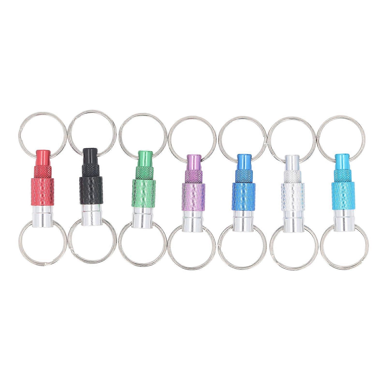 7PCS Set Detachable Keychain Aluminum Alloy Colorful Quick Release Pull Apart Coupler Keychain