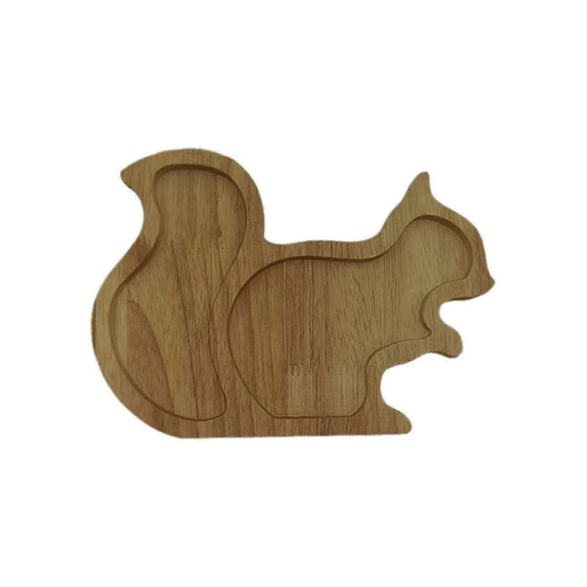 A-Snack Plate Space-Saving Storing Squirrel Wooden Snack Tray Pear Fruit Tray Nut Container Tableware Accessories