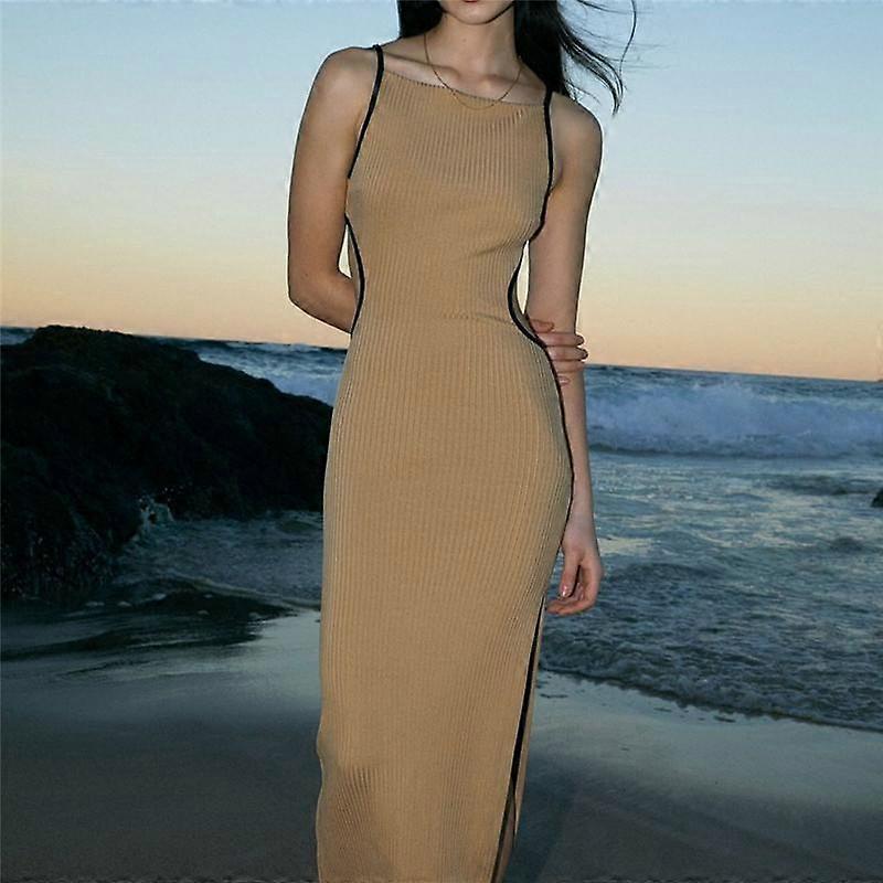 Women Cut Out Split Side Dress Backless Maxi Bodycon