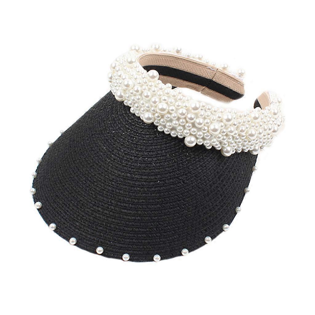 Femmes Été Multi Rangées Imitation Perle Beach Cap Vide Haut Perles Fait Main Perlant Str