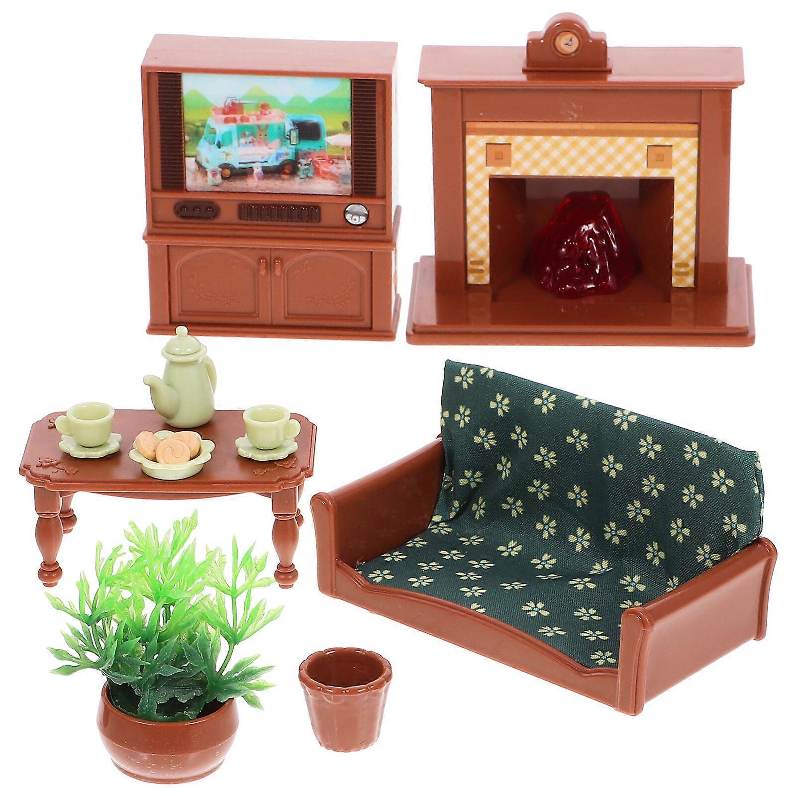 1 مجموعة دمية بيت الأثاث مصغرة أثاث غرفة المعيشة نموذج التظاهر لعبة اللعب