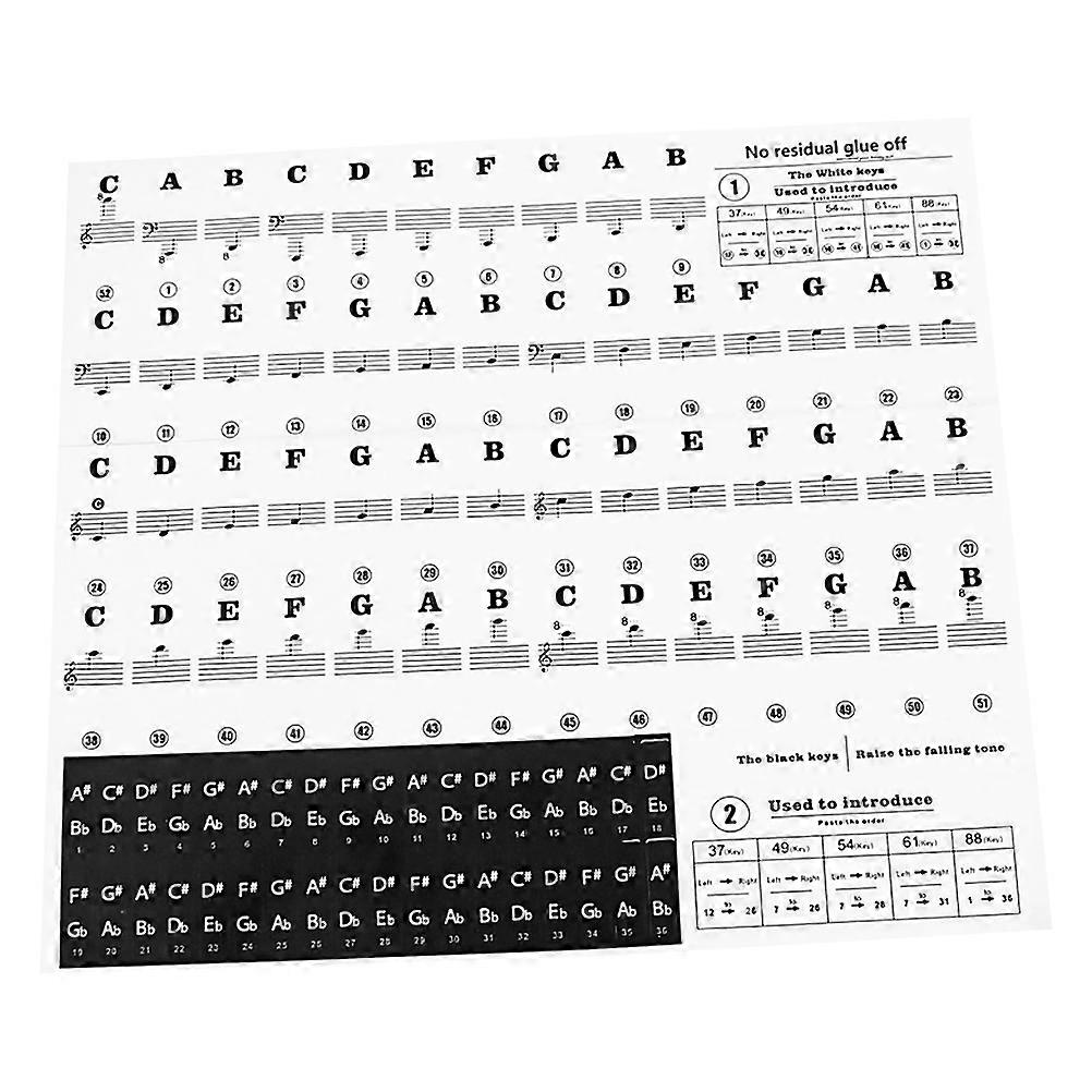 Piano Stickers for 37/49/54/61/88 Key Keyboards Transparent and Removable