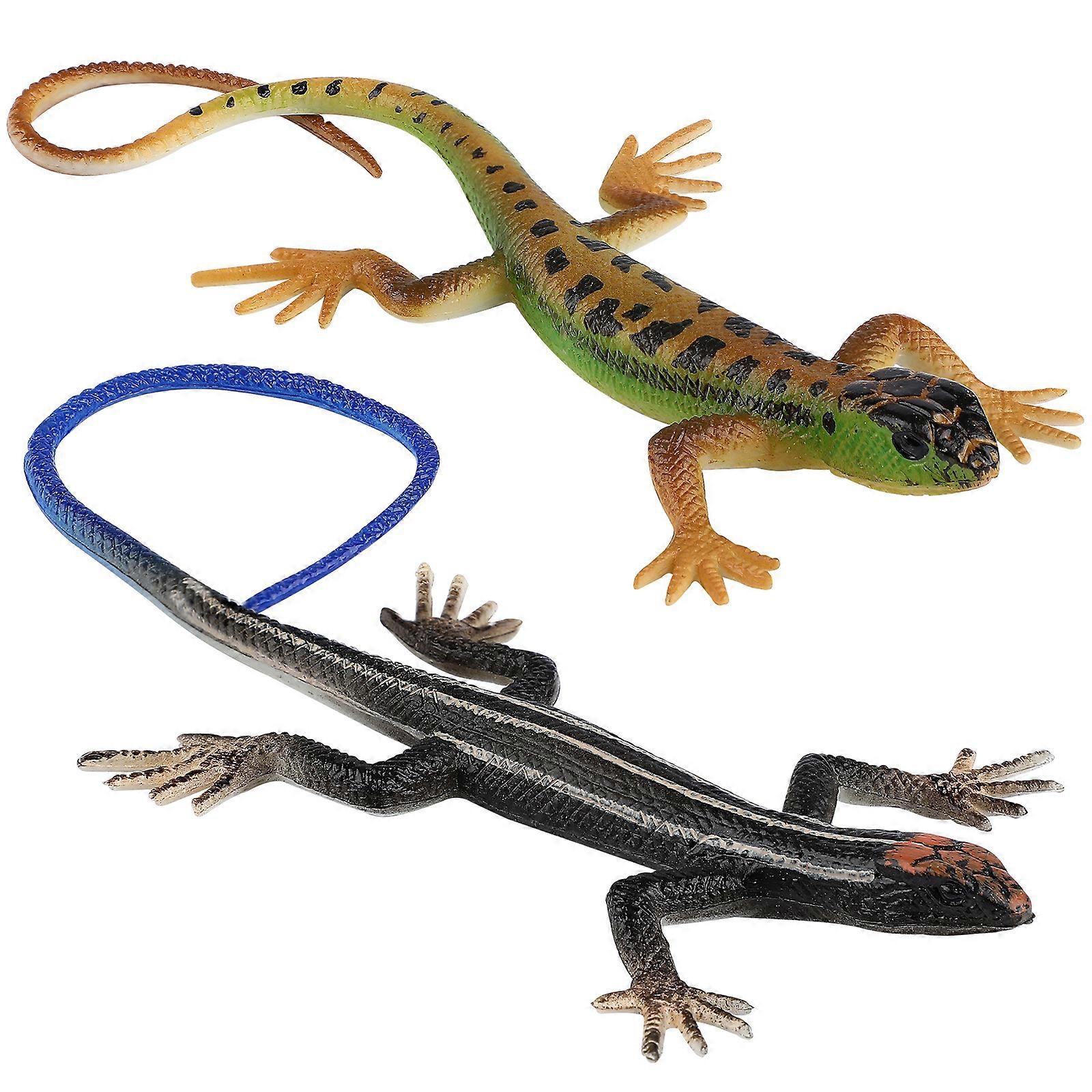 2 Pcs Childrens Tylonal Four- Legged Snake Lizard Trick Sticky Lizards Lizard Model Toy Artificial Lizard Model Plastic Lizards