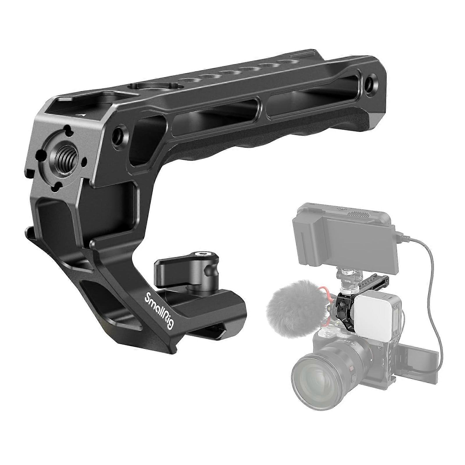 SmallRig Lightweight NATO Top Handle - Quick Release NATO Grip for DSLR Camera Cage - Universal Top Handle with 5 Cold Shoe Adapters and NATO Clamp (L