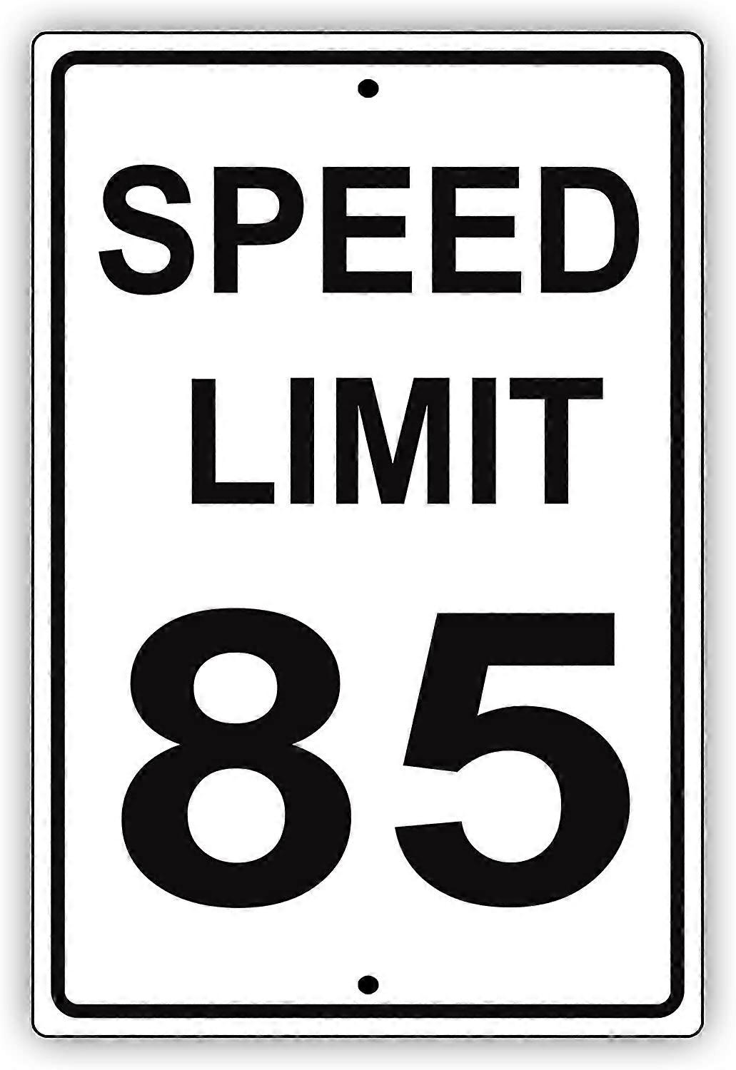 Speed Limit 85 MPH Miles Per Hour Black Letters Zone Slow Down Speeding Restriction Alert Attention Caution Warning Notice Aluminum Metal Tin 8"x12" S