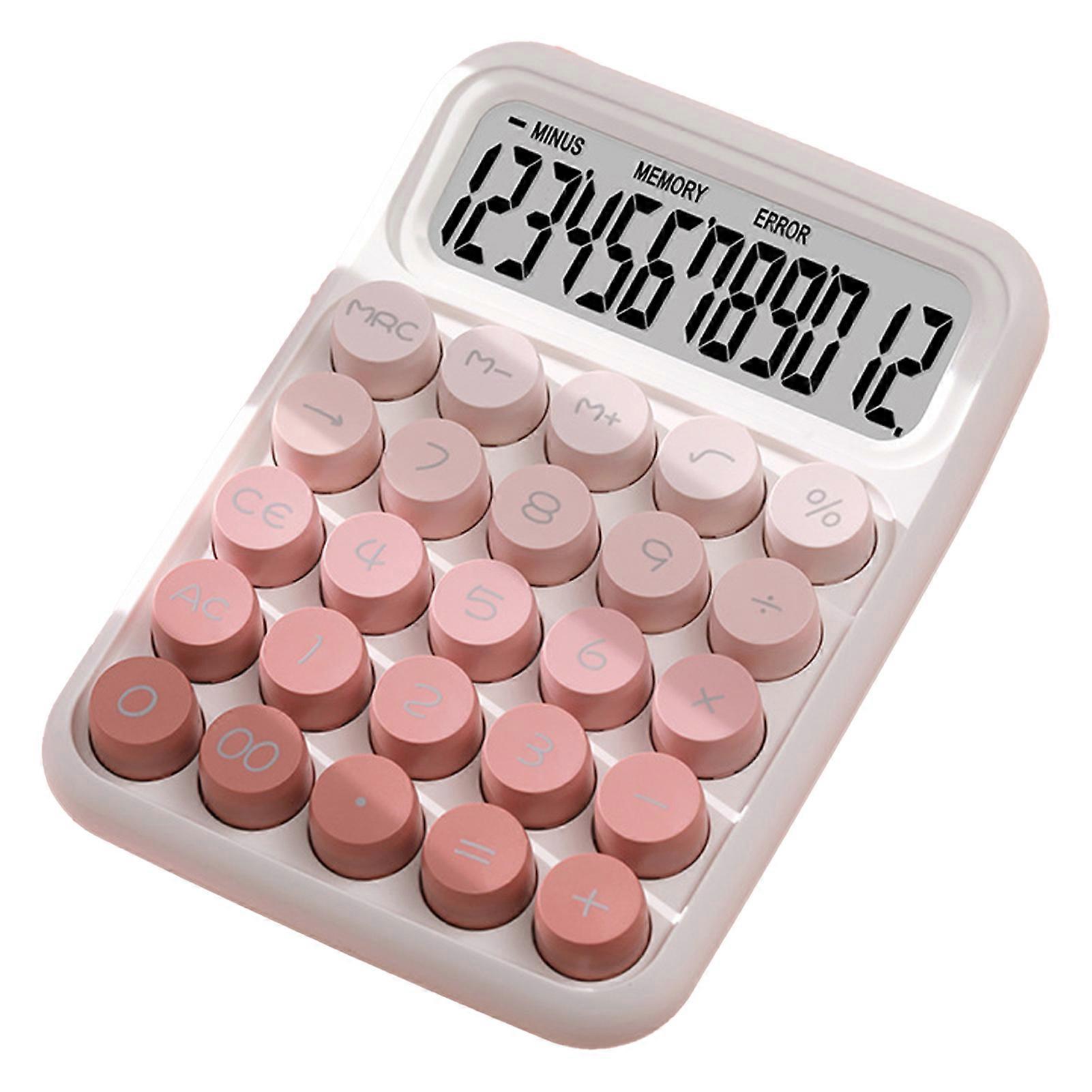 Mechanical Pushbutton Calculator with Large LCD Display Anti-Slip Design Colorful 12-Digit Reliable Calculator QingHai