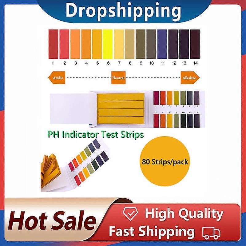 1set=80Strips Professional Ph Meter 1-14 PH Litmus Paper Test Strips Water Cosmetics Soil Acidity Test Strips With Control Card
