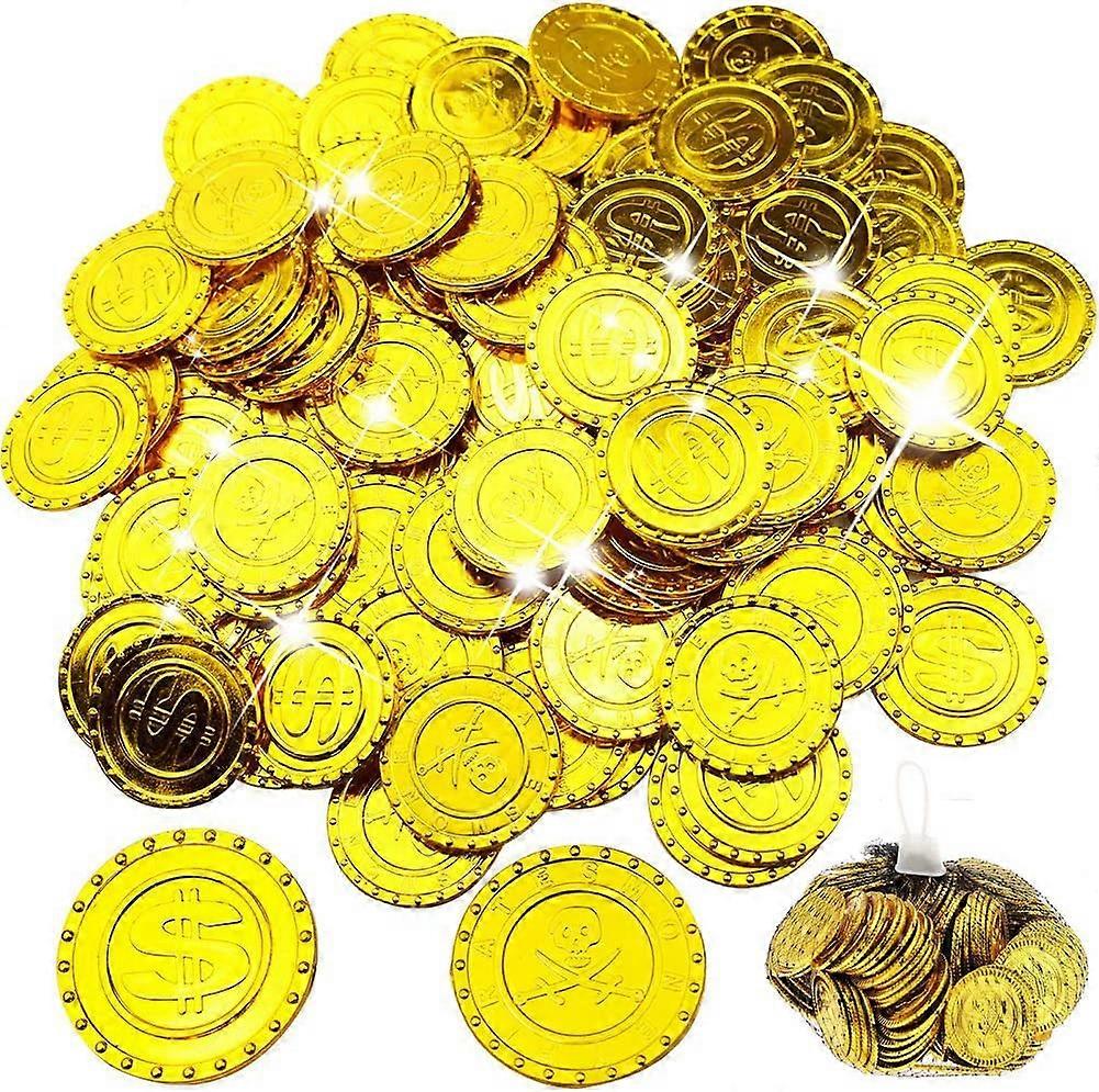 Χρυσά νομίσματα, 100 PC πειρατικό κομμάτι, πειρατικά χρυσά νομίσματα παιδιά παιχνίδια το κόμμα θησαυρού κυνηγιού