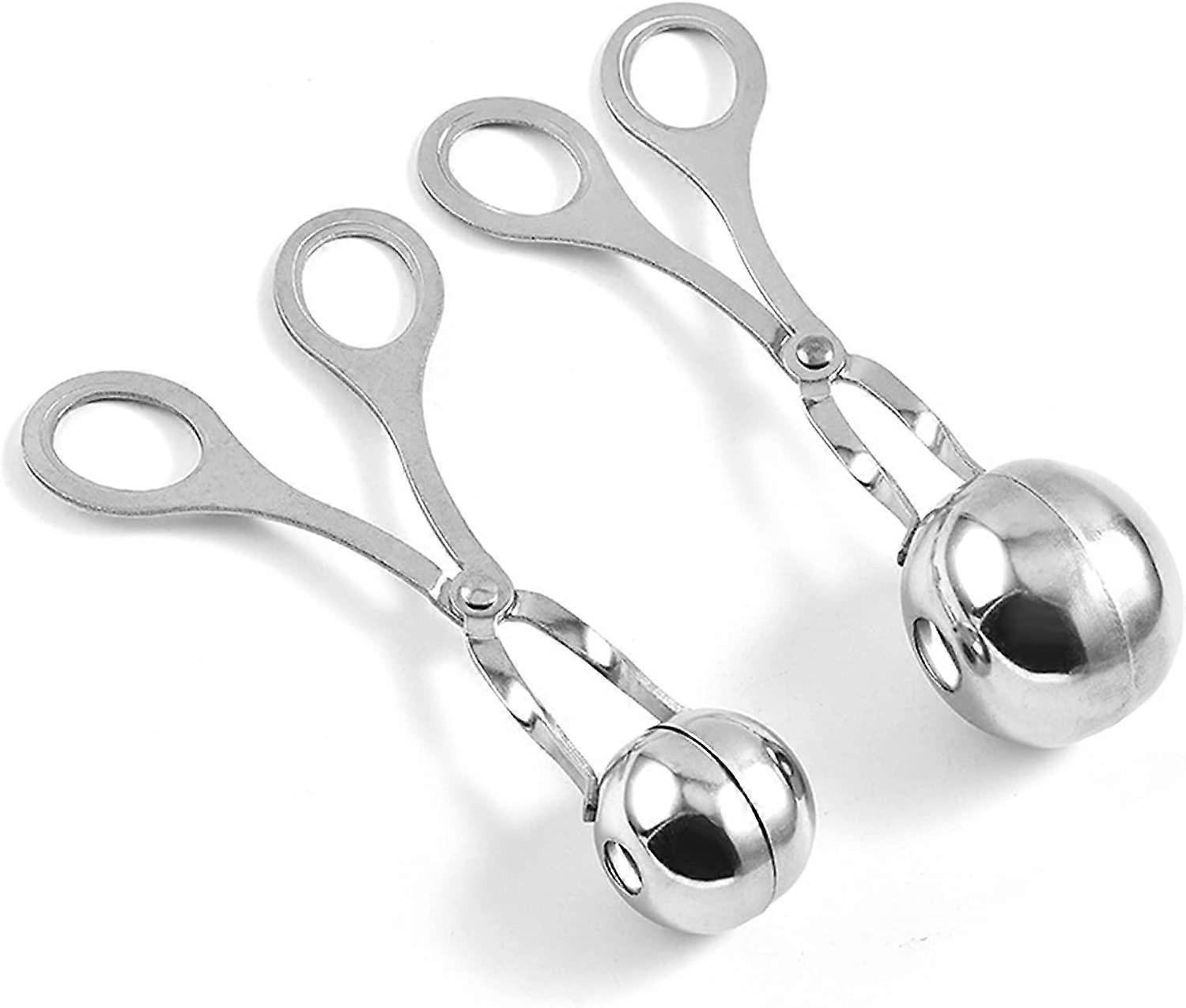 2 stk kjøttboller i rustfritt stål Tang Cookie Dough Scoop Non-Stick dumpling skjeer for å lage kjøttboller