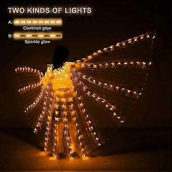 GSDGV LED Flügel – Bauchtanz-Schmetterlingsflügel Mit Lichtern, 360° Performance, Inkl. Teleskopstäbe, Batteriebetrieb, Weiß/mehrfarbig