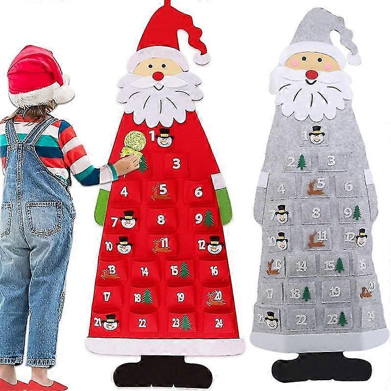 Felt Advent Calendar Fabric Christmas Hanging Pendant Santa Claus Ornaments Diy Advent Calendar Christmas Decoration For Home