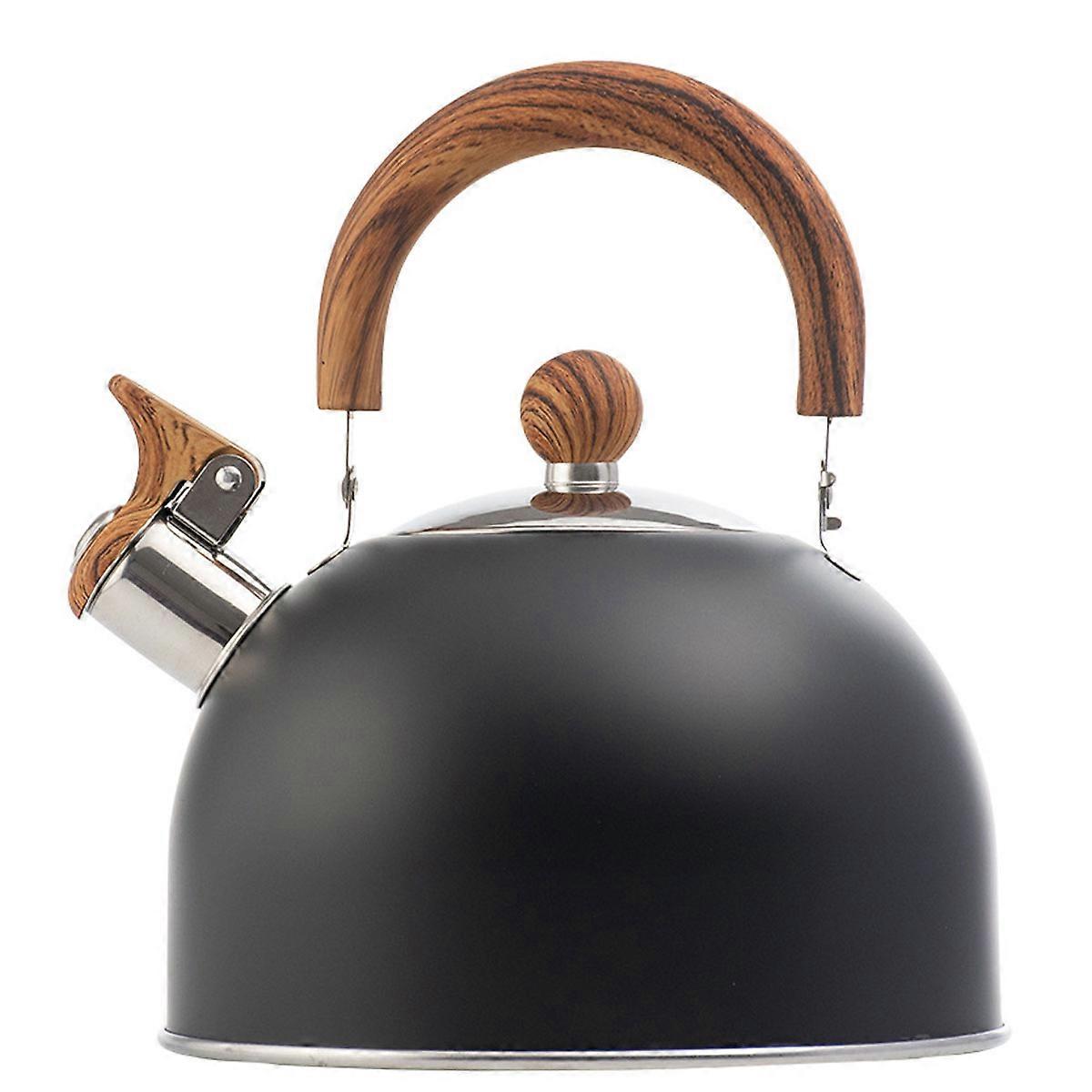 茶壶 炉灶口哨茶壶 不锈钢茶壶 炉顶口哨茶壶 带木纹手柄