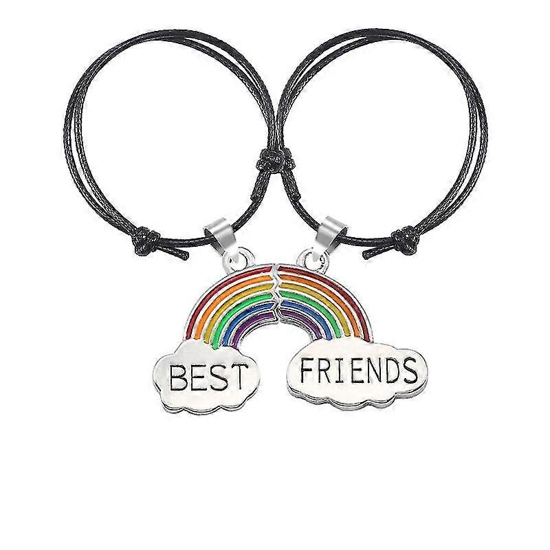 1 Pair Best Friends Adjustable Rainbow Bracelets Multi-Color Simple