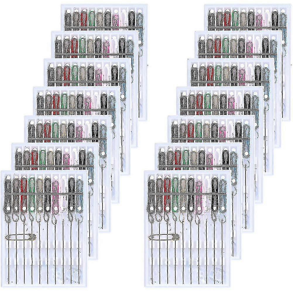14 Boxes Mini Quick Fix Sewing Kit Easy Pre Threaded Needle Kit Basic Personal Sewing Kit Plastic T