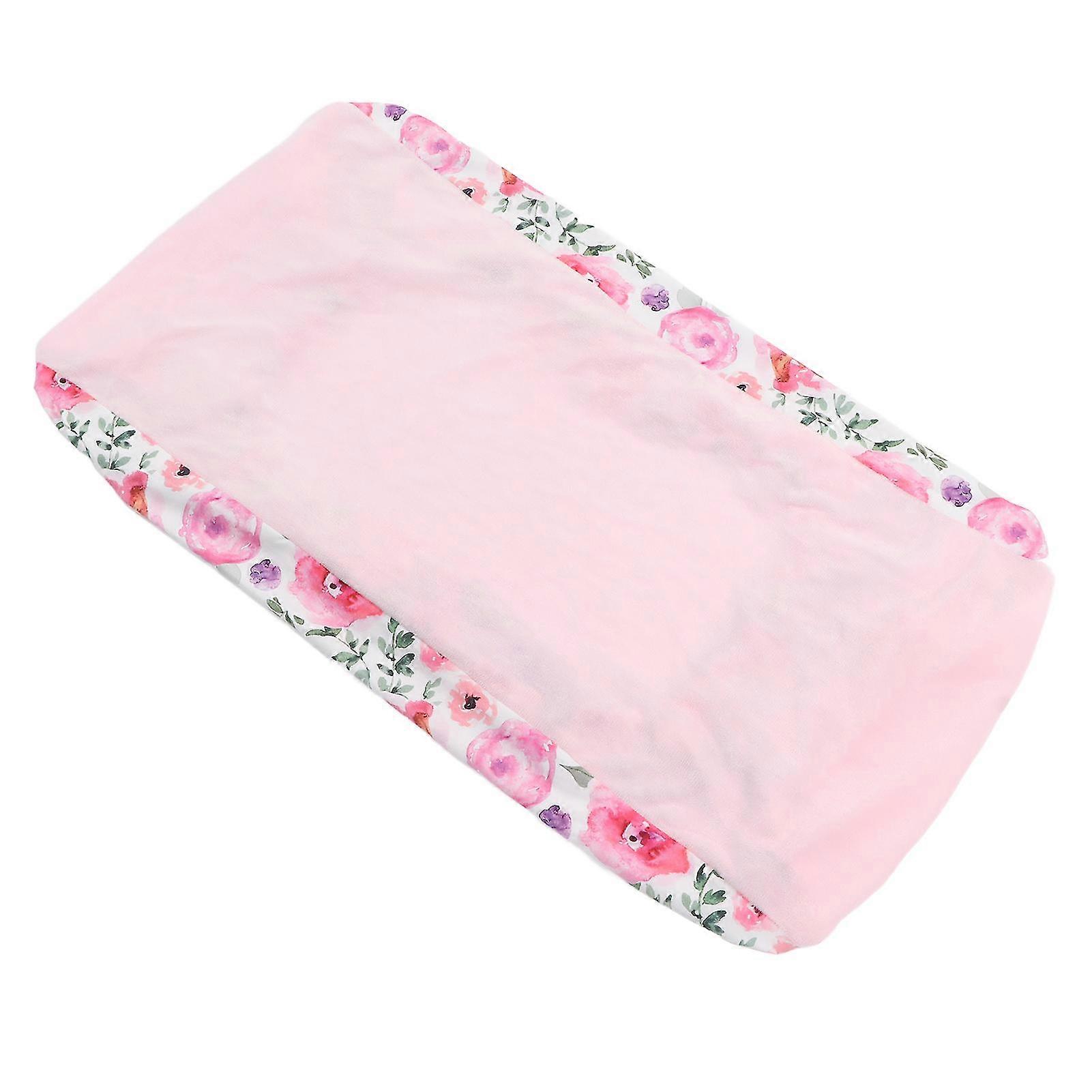 Rose Red Flowers Changing Pad Cover - Soft Skin-Friendly Stylish Printing - Removable Diaper Change Table Sheets for Babies Infants - Pink Plush