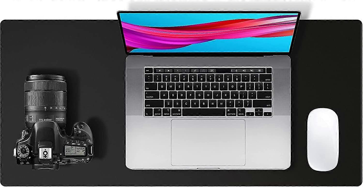 Leather Desk Pad Protector - Dual-Sided PU Leather Desk Mat, Waterproof Mouse Pad & Writing Surface (23.6" X 13.7")