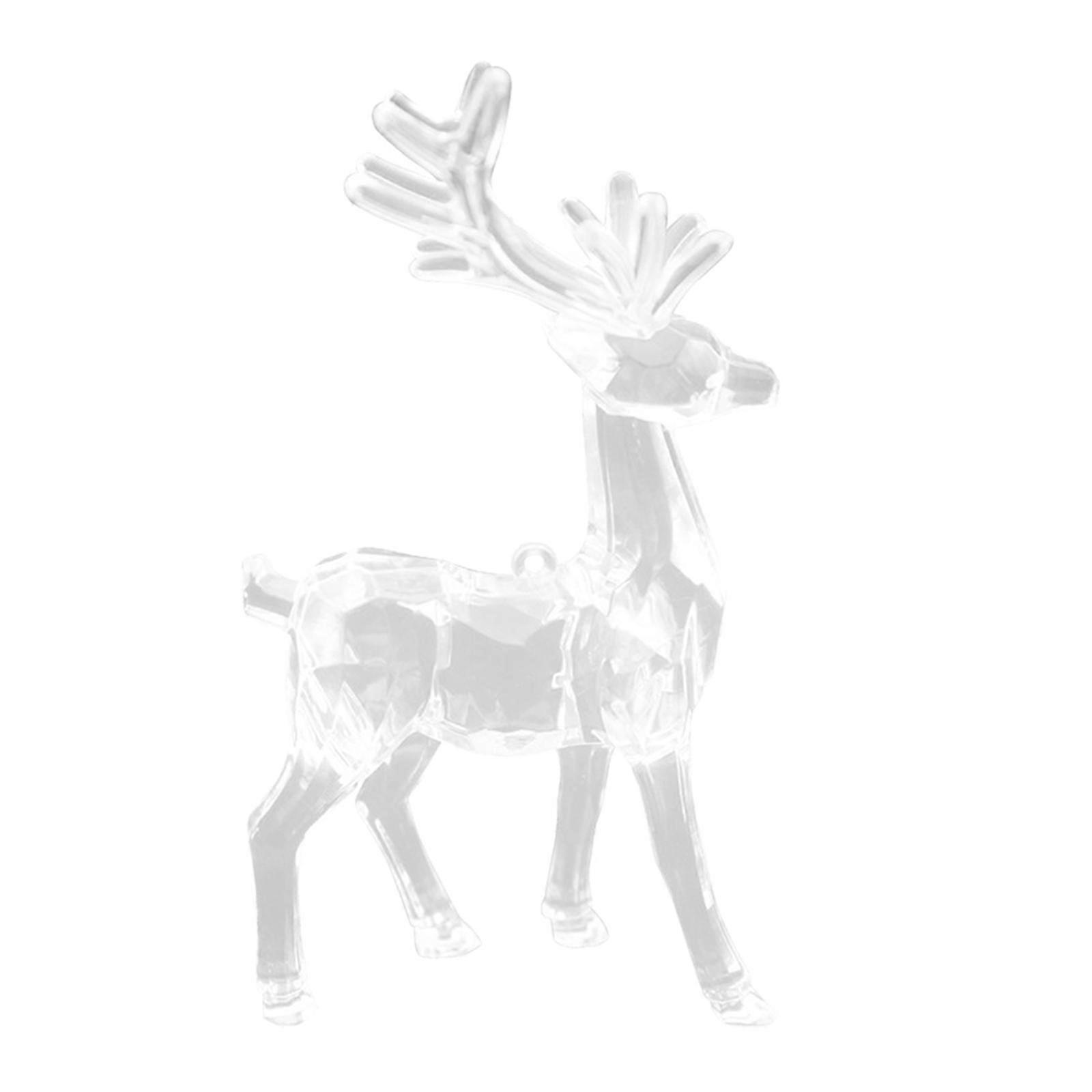 Christmas Deer Statue Clear Acrylic Elk Figurine for Office Bookshelf Indoor Standing Deer