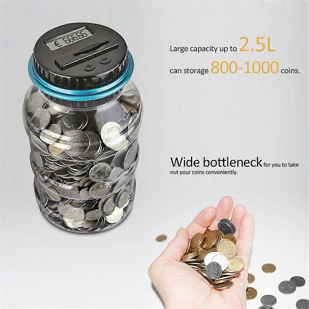 1.8L Piggy Bank Counter Coin Electronic Digital LCD Counting Storage Box Dollar Euro Pound Sterling