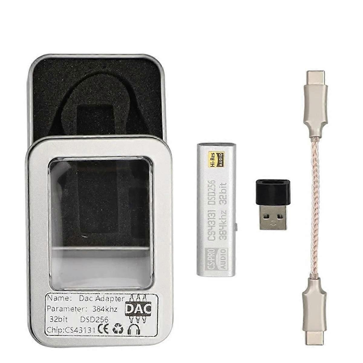 Slúchadlový zosilňovač DAC CS43131 DSD256 s výstupom USB typu C na 3,5 mm, AUX adaptér, HiFi audio čip, dekodér zosilňovača pre Android
