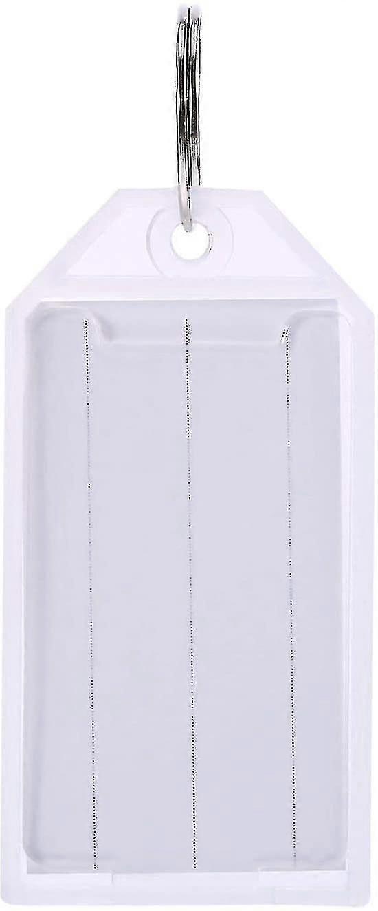 50 Pack White Plastic Key Tags With Split Ring Holder Label Window Luggage Label Tags Key Ring Keych
