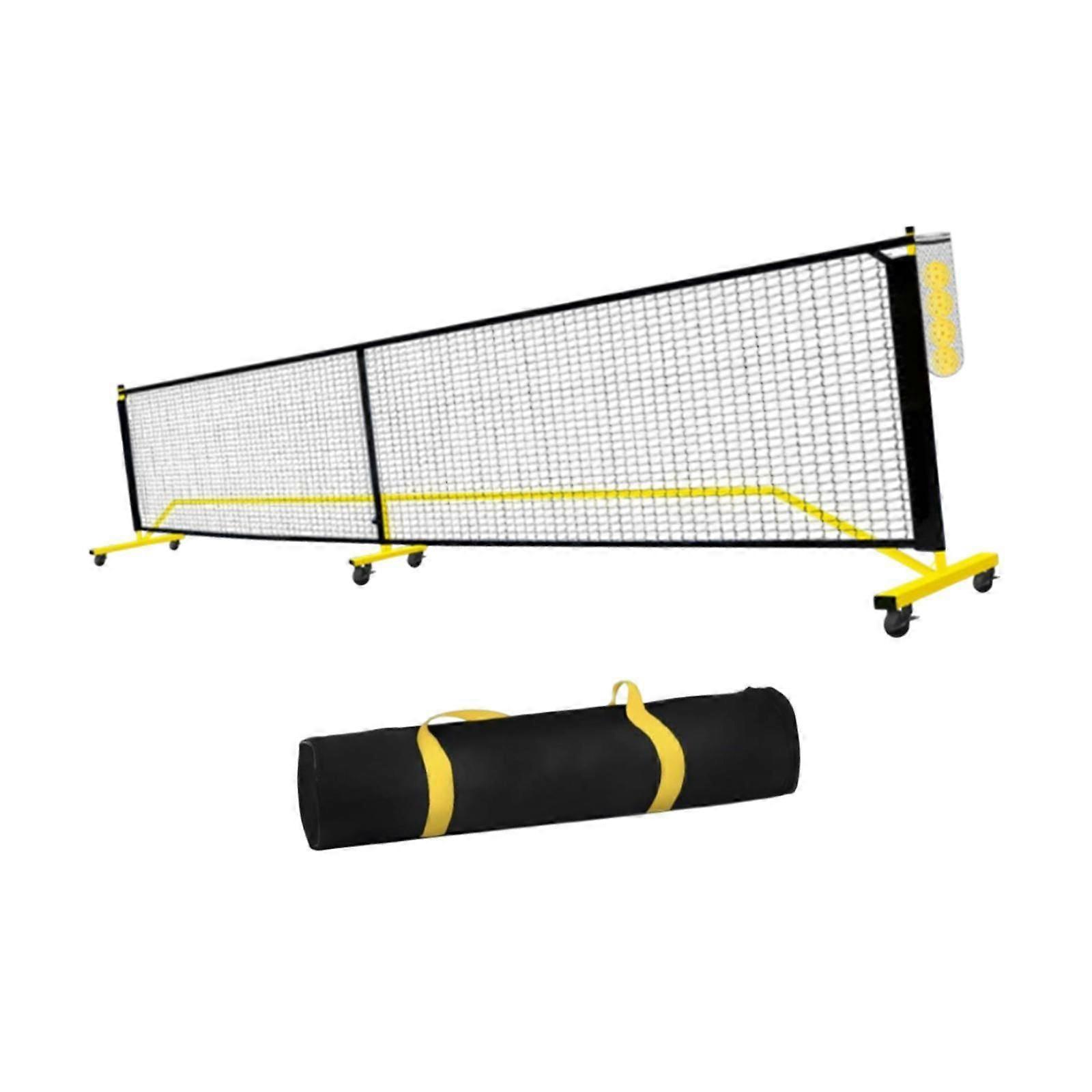 21.98ft Pickleball Net with Wheels Movable Tennis Net for Game Training Home YellowTube BlackNet