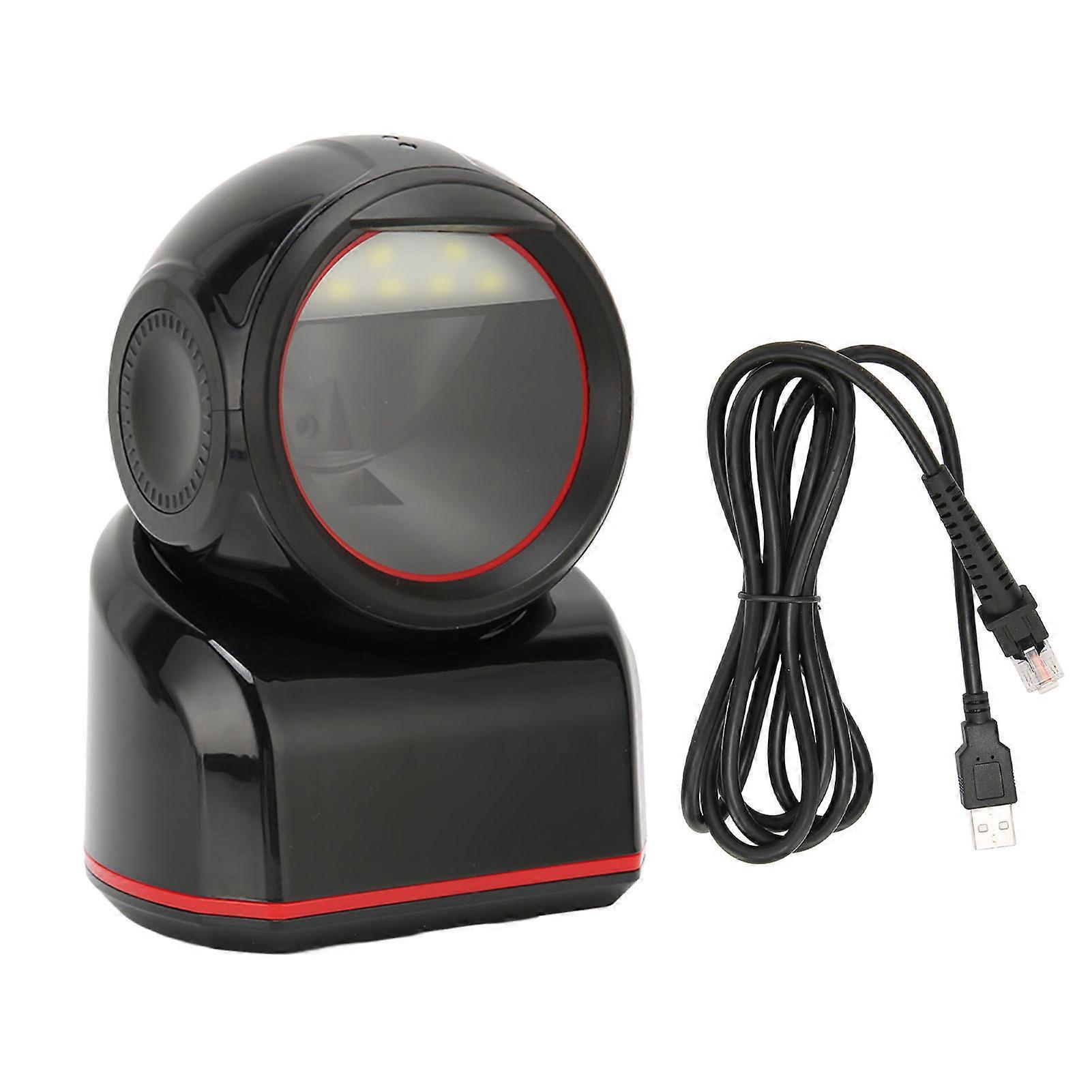 USB 2D 1D Barcode Scanner Omnidirectional Reader for Phone Computer Screens Black