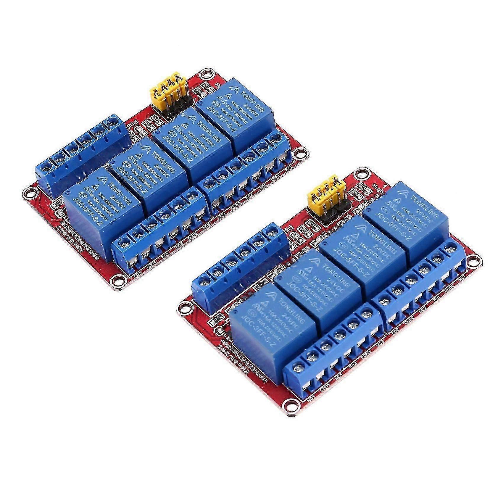 2PCS 4 Channel 24V Relay Module with Optocoupler High or Low Level Trigger Expansion Board compatible with