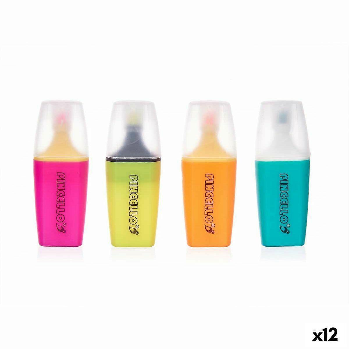 Fluorescent Marker Set Pincello 495 495 Yellow Green Multicolour Orange Pink (12 Units)