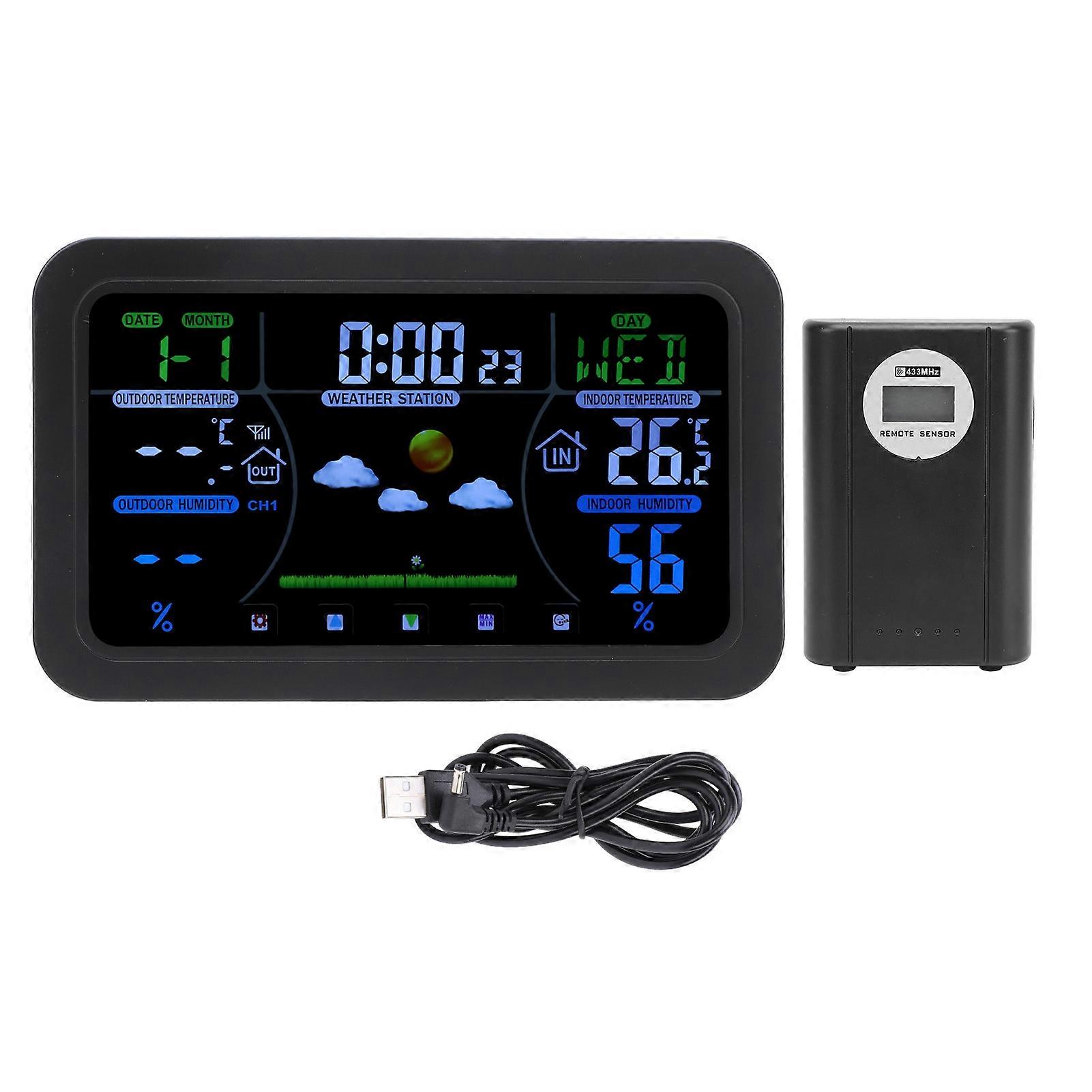 Weather Clock HD 3 Brightness Backlit Screen 12h 24h Display Multifunctional Weather Forecast Clock