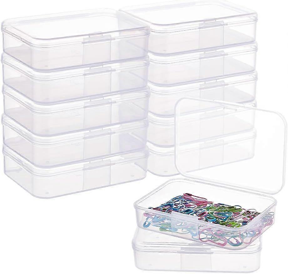 12 Pack Rectangle Clear Plastic Bead Storage Containers Box Case with Lid for Earplugs Tiny Beads Dices and Other Craft Accessories - 3.46x2.28x0.78 I