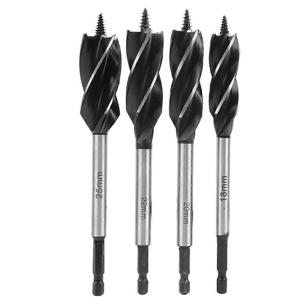 4Pcs Auger Bits Wood Cutting Hole Saw Reaming Twist Drill FourBlade Hex Shank 1825mm