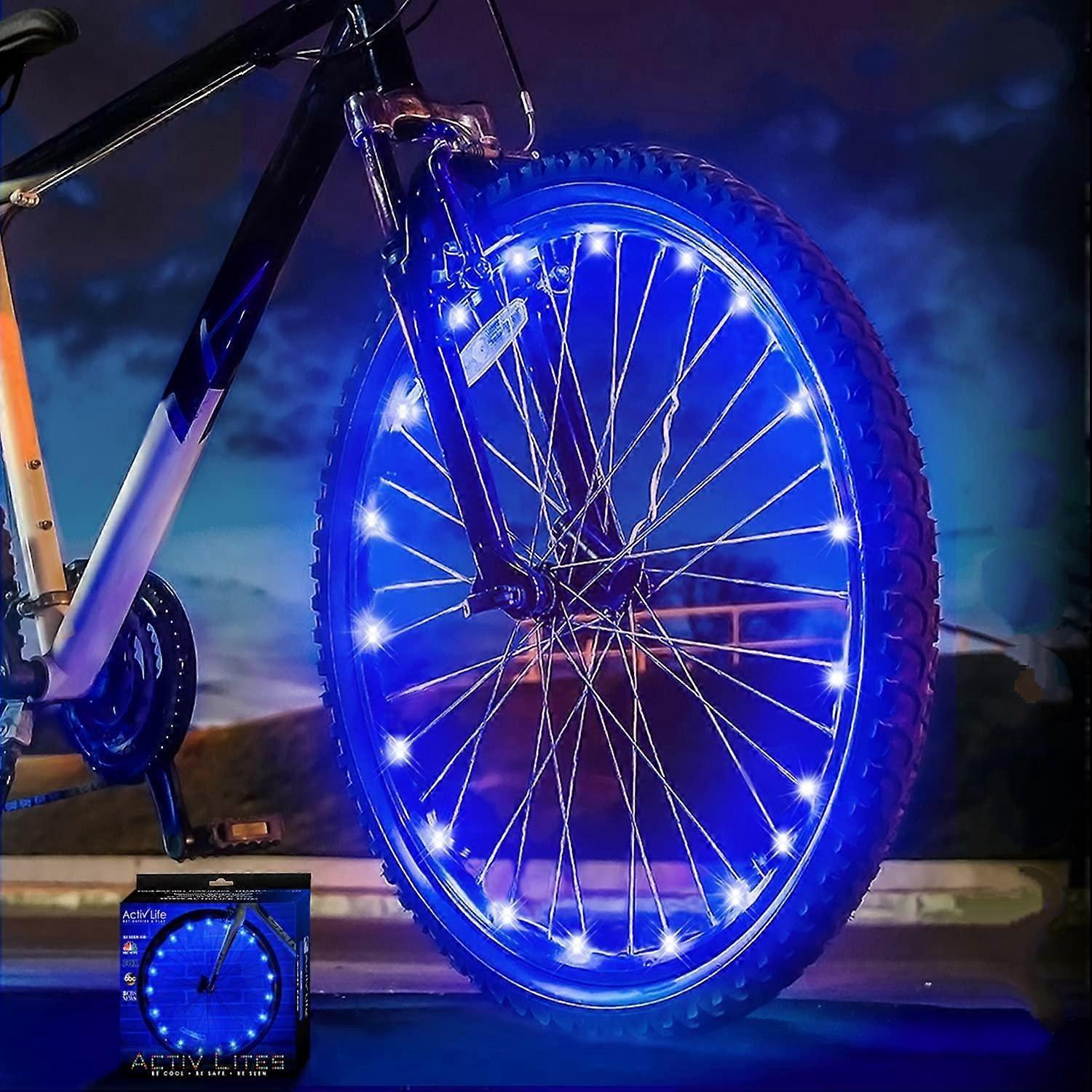 Blue Bike Wheel Light, Two modes are always on + flashingMTB LED Spoke Light, Bike Light Wire Hot Wheels Filament length 2M (1 Tire Pack)