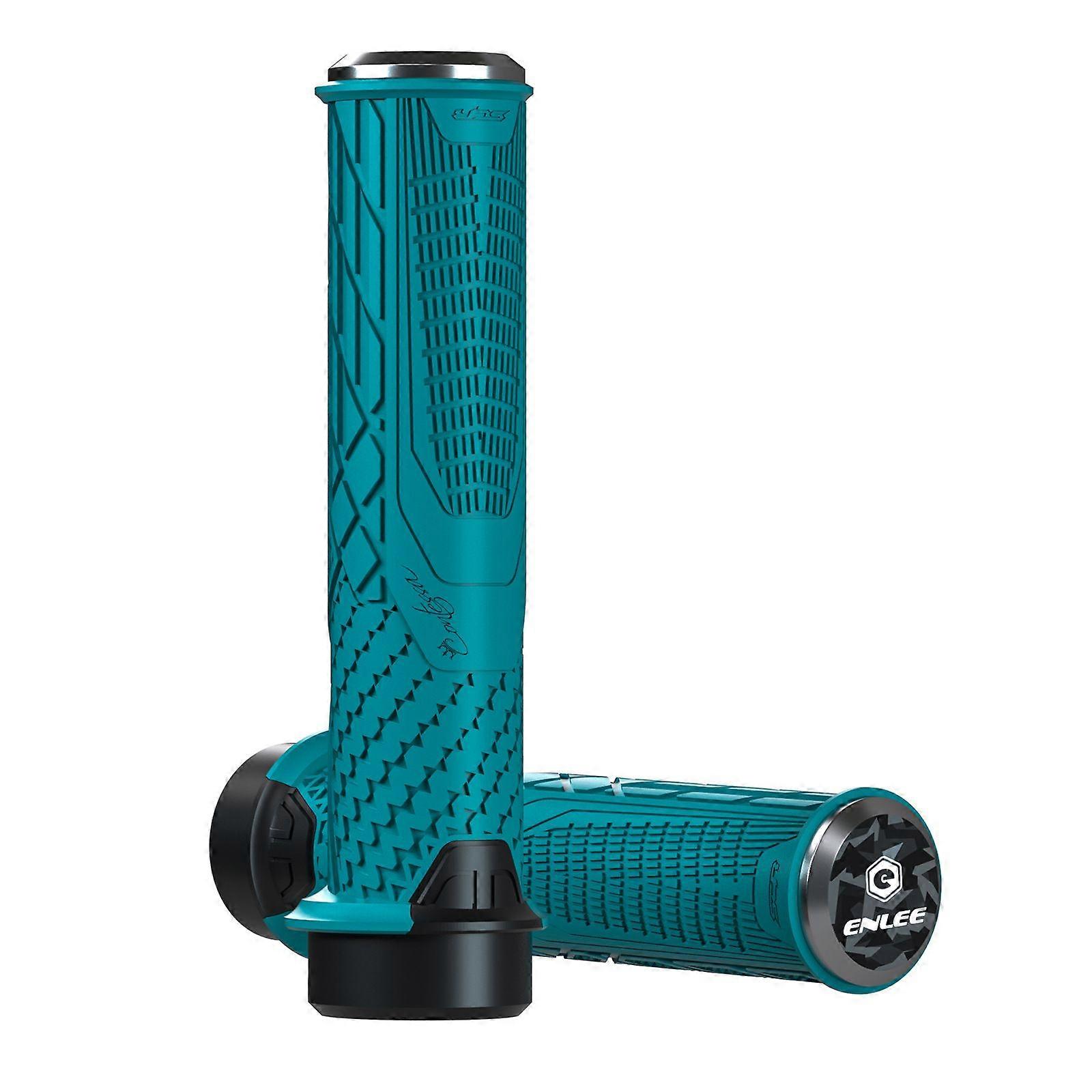 Mountain bike bicycle riding non-slip grips universal lockable rubber grips riding accessories (locking grips peacock blue)