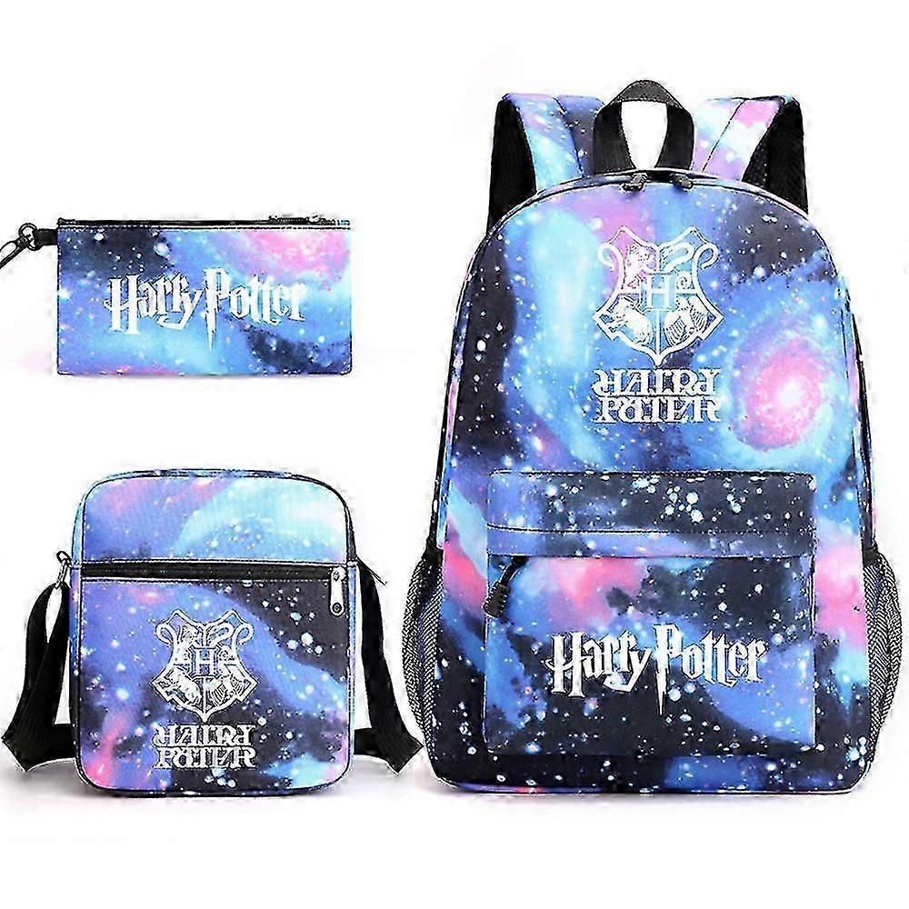 حقيبة هاري بوتر المدرسية من ثلاث قطع مطبوعة حقيبة ظهر خارجية ذات سعة كبيرة # 2
