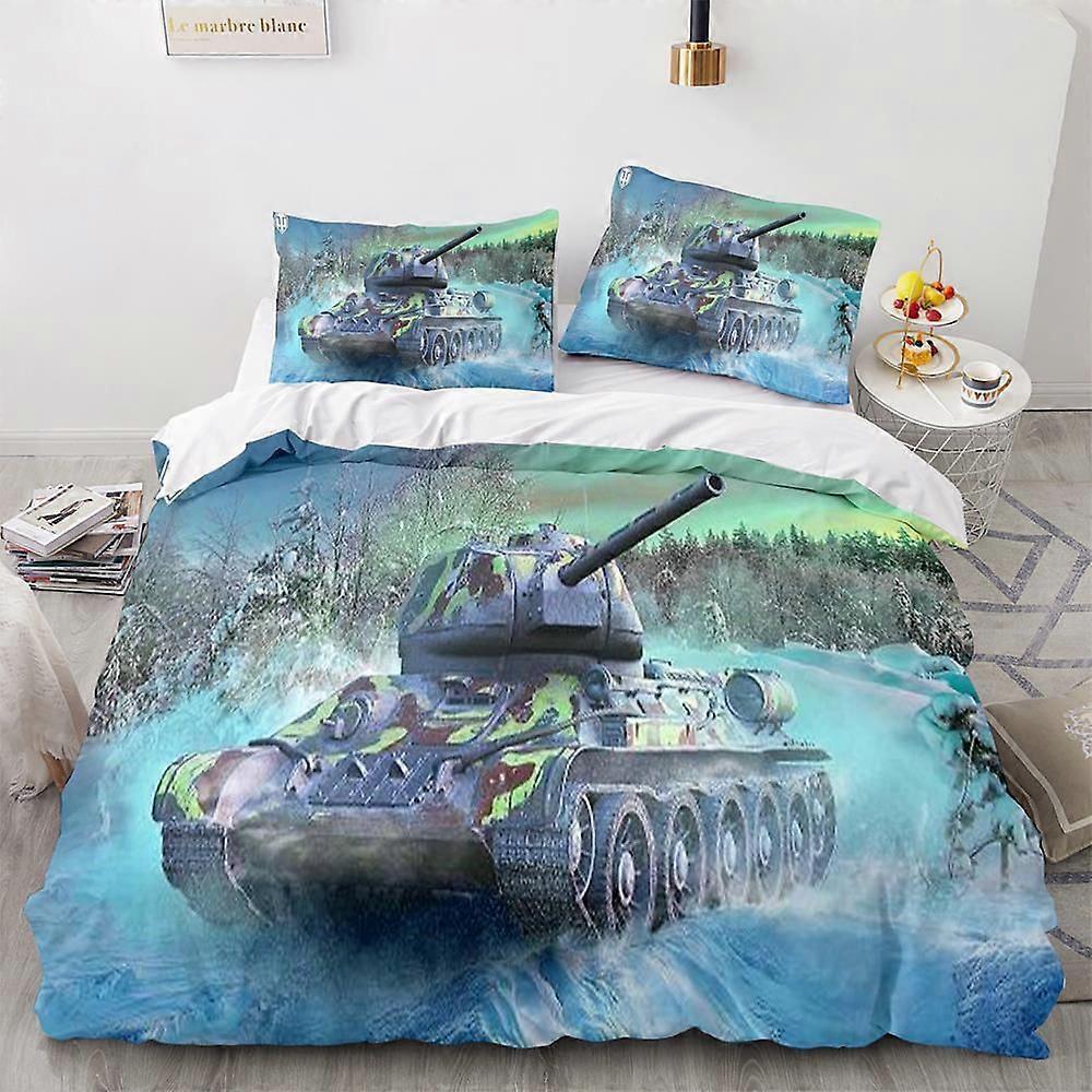 v2209 Lakan Tryckt World of Tanks Sängkläder Set Pojkar Flickor Twin Queen Size Påslakan Örngott Säng Barn Vuxen Hem Textilextil 3-delad säng