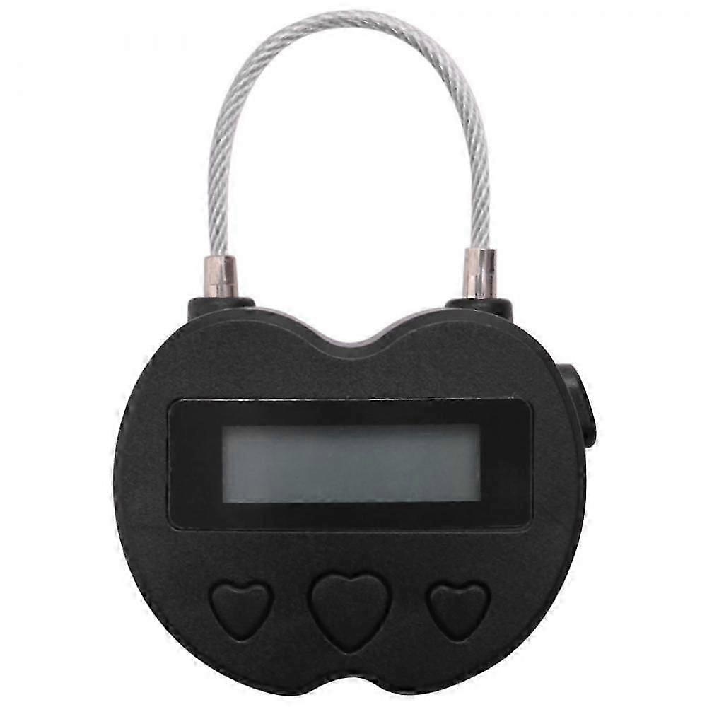 Smart Time Lock LCD Display Time Lock USB Rechargeable Temporary Timer Padlock Travel Electronic Timer black B[F