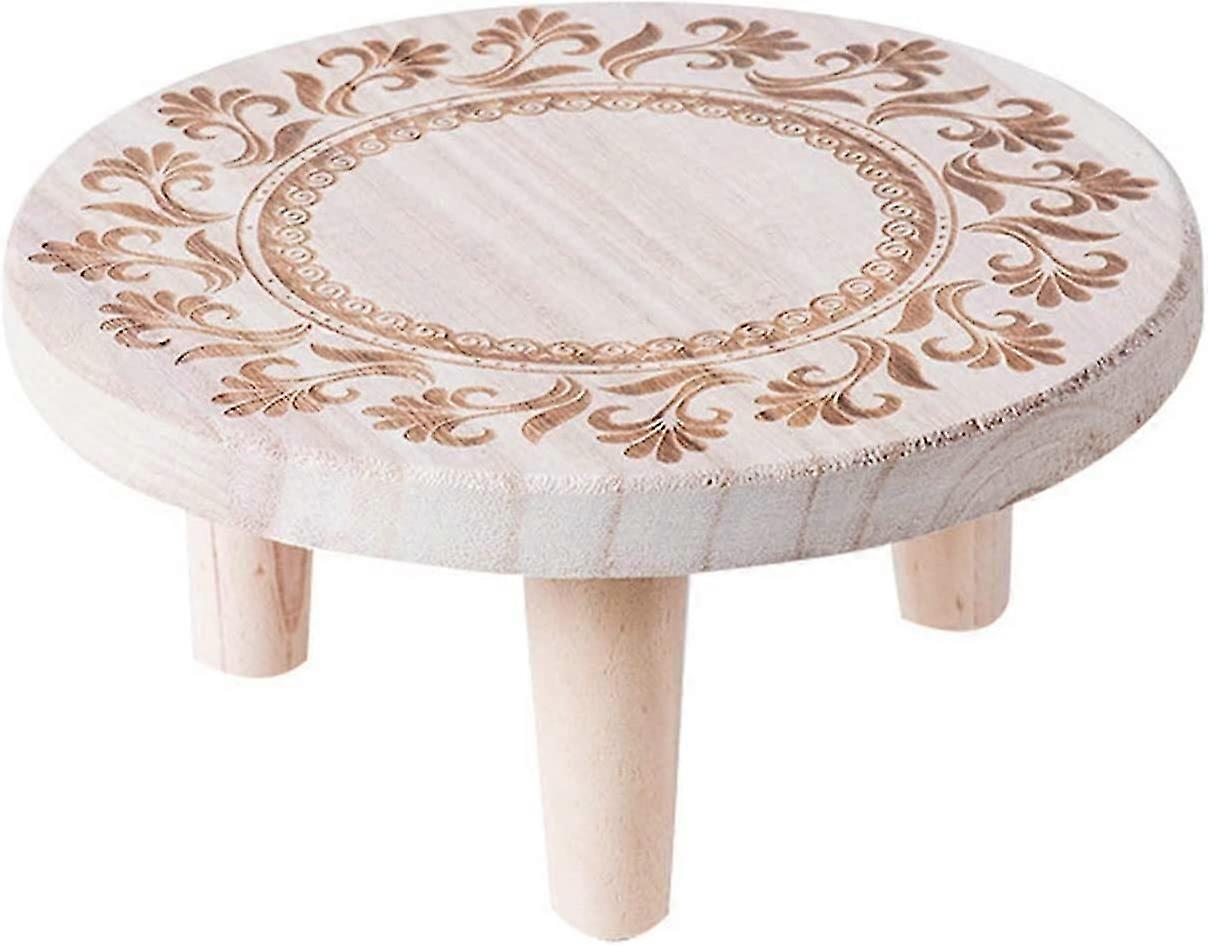 Mini Wooden Stool Round Decorative Flower Pot Holder(Small)