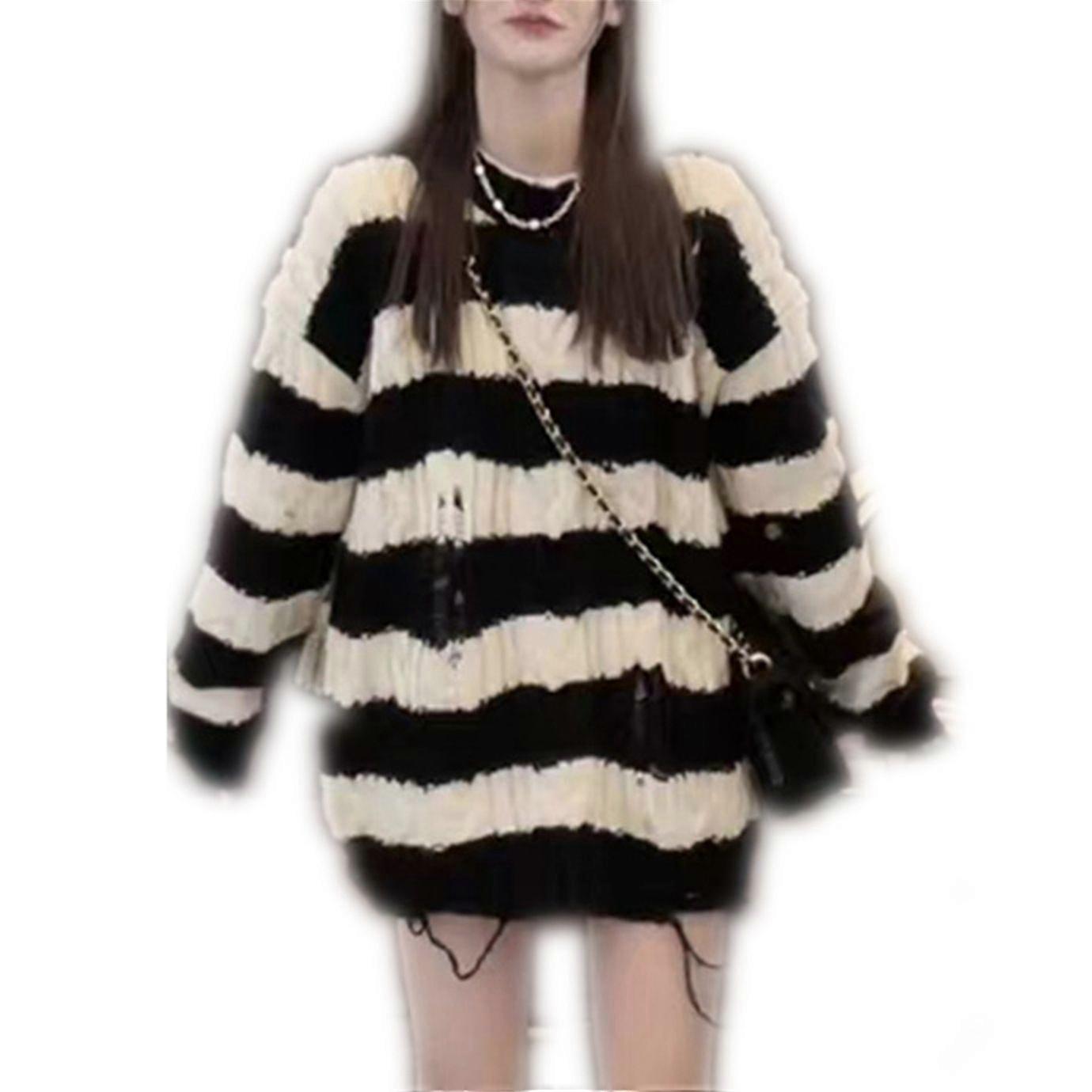Damen gestreifter Pullover Pullover Gestrickte Pullover Pullover Pullover