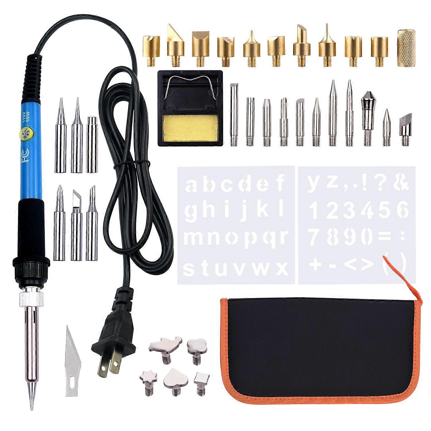 39 Pieces Wood Burning Tool Kit Pyrography Pen Adjustable Temperature from 200-450℃ for Beginners Ad