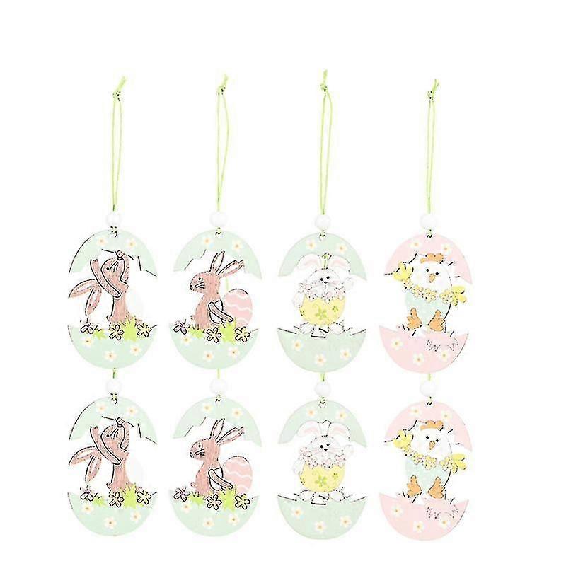 8pcs Easter Wood Ornament